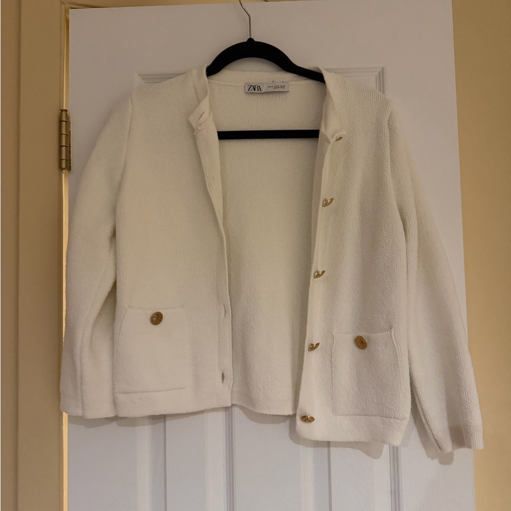 Zara Women's White Textured Sweater